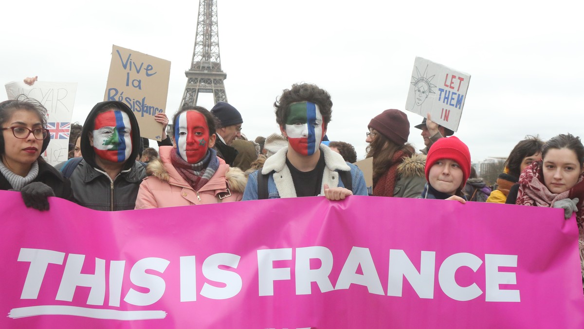 Anti Trump 'Travel Ban' Demonstration In Paris