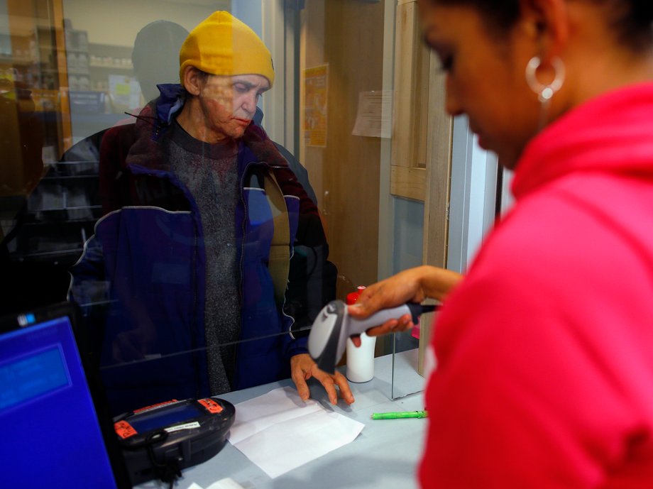 James Ingemi picks up Suboxone prescription as part of his treatment regimen for opiate dependency at the pharmacy at Boston Healthcare for the Homeless Program in Boston, Massachusetts January 14, 2013.