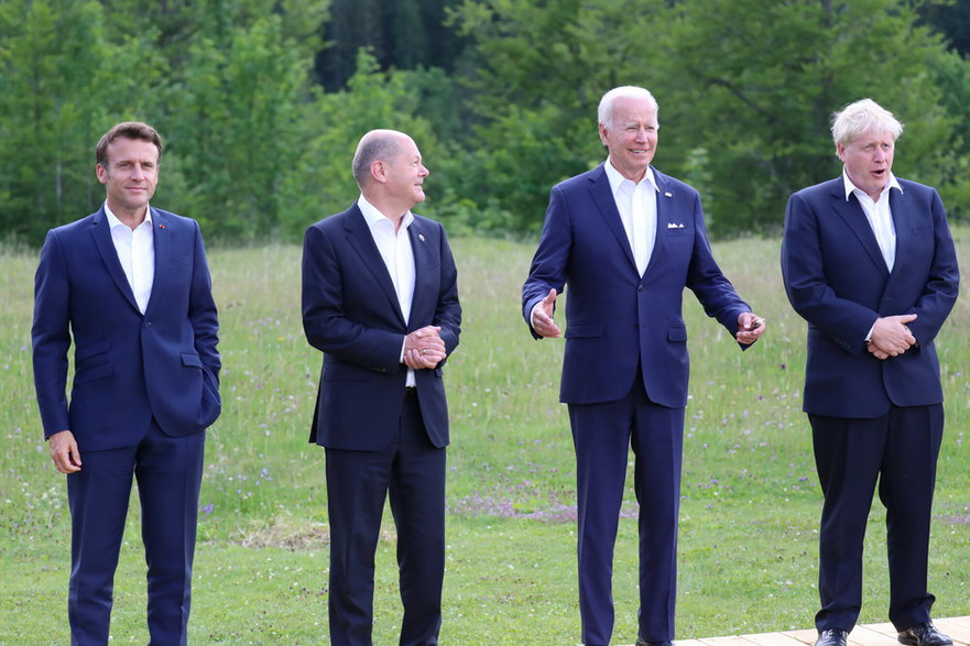Emmanuel Macron, Olaf Scholz, Joe Biden i Boris Johnson