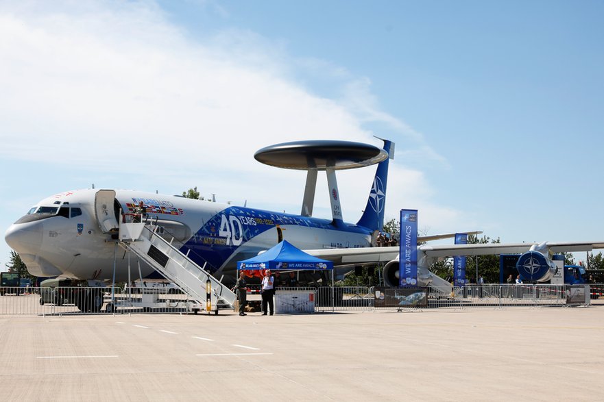 Jeden z NATO-wskich samolotów AWACS na pokazach lotniczych w Berlinie, lipiec 2022 r.