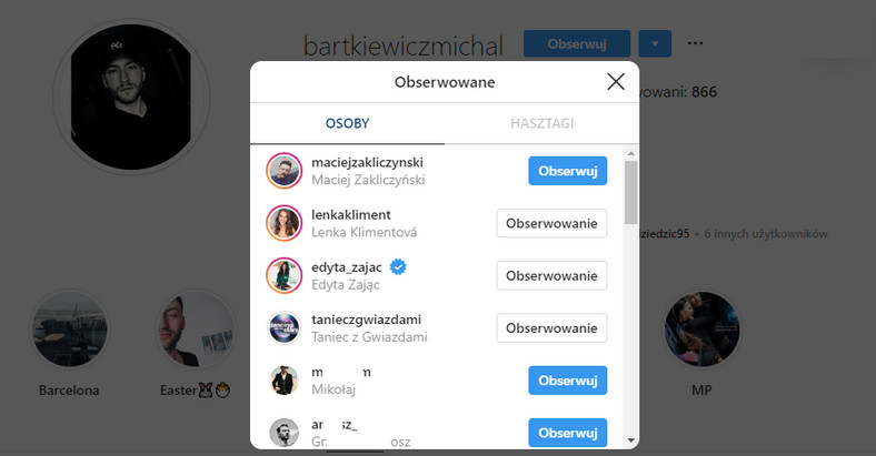 Michał Bartkiewicz na Instagramie
