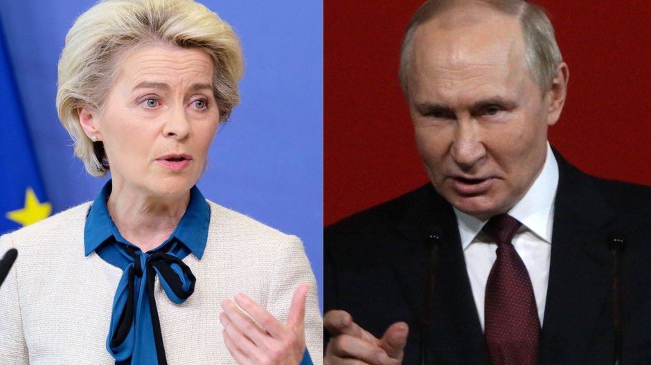 Przewodnicząca Komisji Europejskiej Ursula von der Leyen oraz prezydent Rosji Władimir Putin (zdjęcie ilustracyjne)