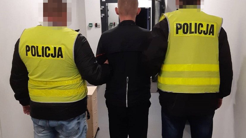 Policjanci zatrzymują podejrzanego 