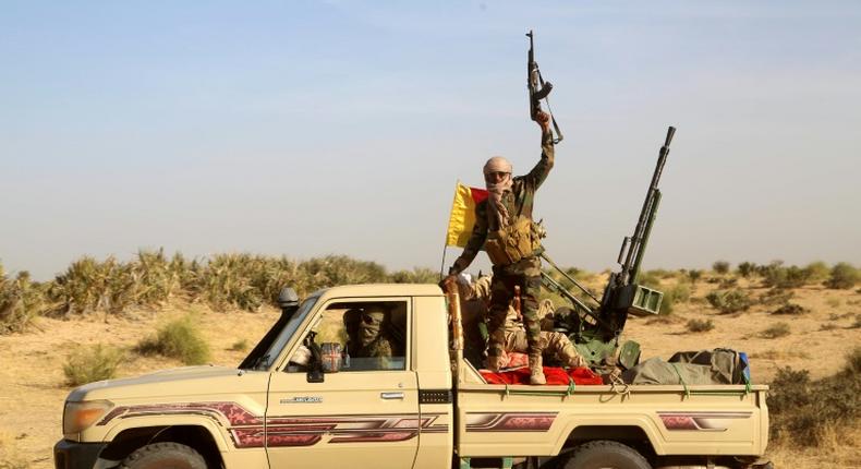 Malian fighters patrolling on the border with Mauritania on January 22, 2020