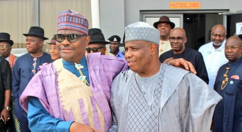 Rivers State Governor, Nyesom Wike and his his Sokoto State counterpart, Aminu Tambuwal.