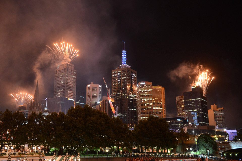 Powitanie Nowego Roku w Melbourne w Australii