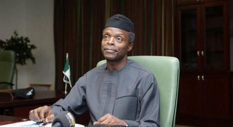 Vice President, Yemi Osinbajo in his office at Aso Rock (Punch)