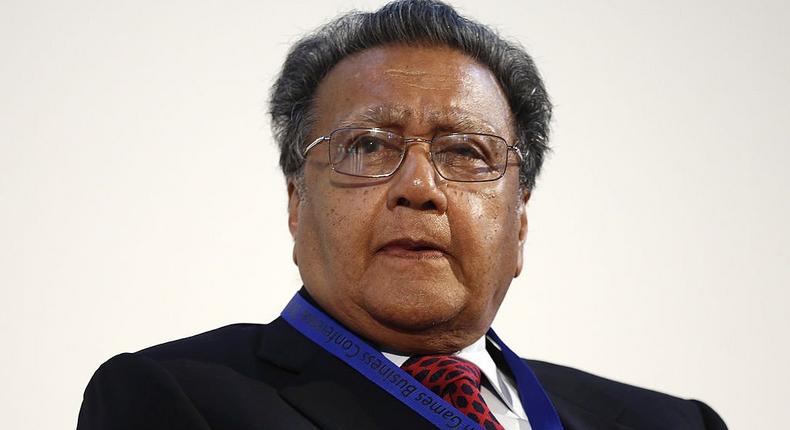 Manu Chandaria, chairman of Comcraft Group, pauses as he speaks during the Commonwealth Games Business Conference in Glasgow, U.K., on Tuesday, July 22, 2014. Photographer: Simon Dawson/Bloomberg via Getty Images