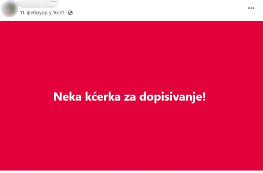 Objava na jezivoj Fejsbuk grupi