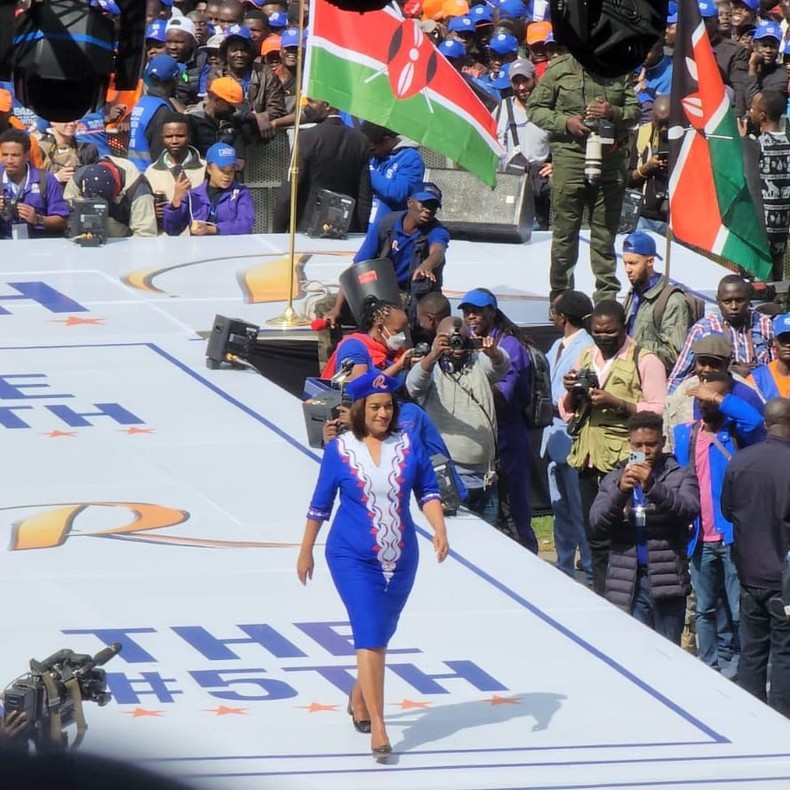 Nairobi Woman Representative Esther Passaris during the final Azimio election campain rally at the Kasarani Stadium on August 6, 2022