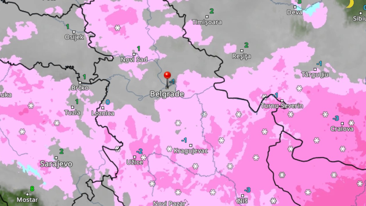 Kretanje padavina u Srbiji sutra u 19 časova