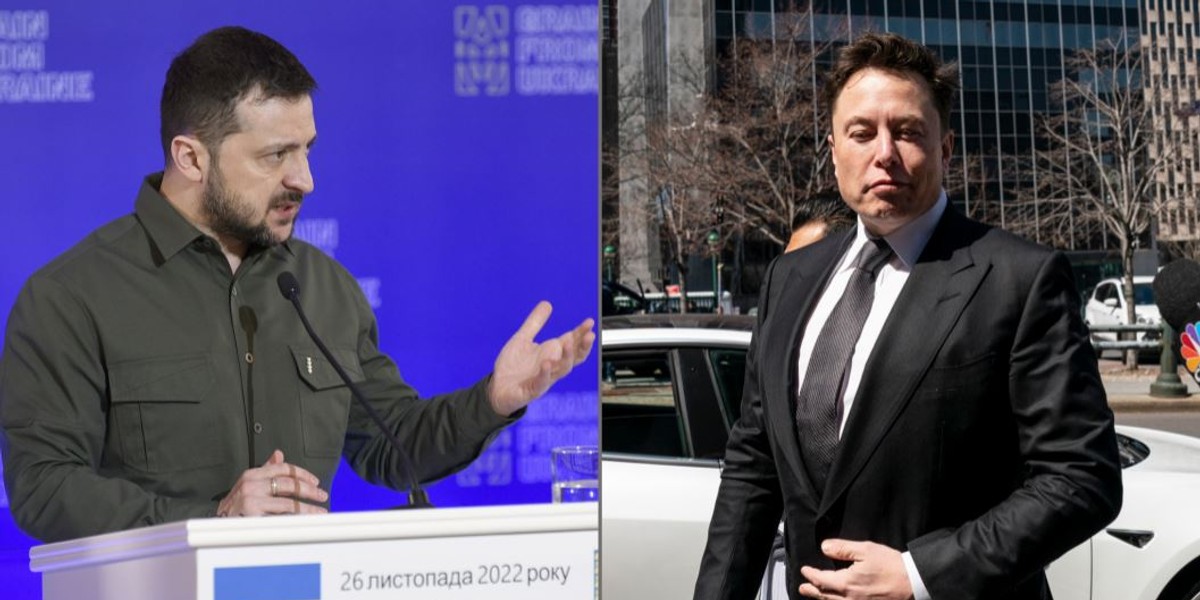 Wołodymyr Zełenski i Elon Musk