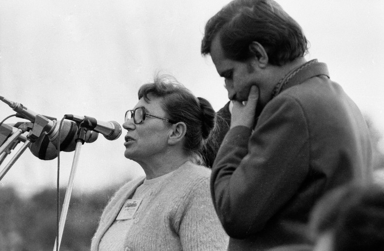 Kraków, 10.1980 r. Wizyta Walentynowicz i Wałęsy na czele delegacji "Solidarności"