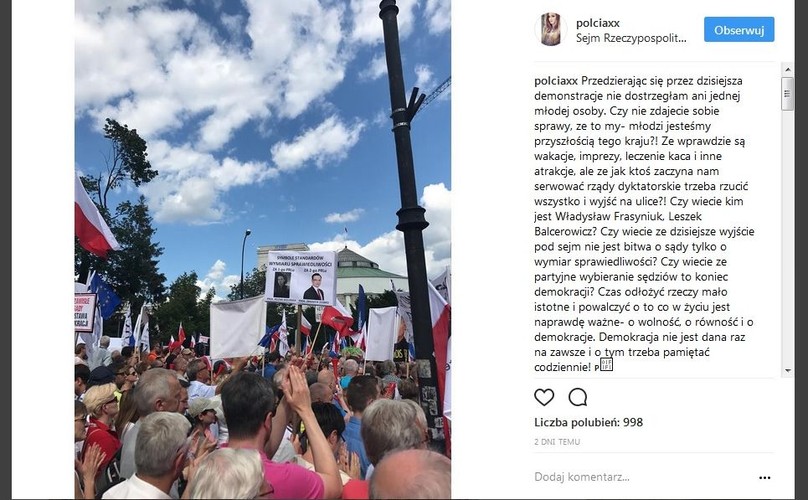 Protest pod Sejmem / zdjęcie z profilu Poli Lis