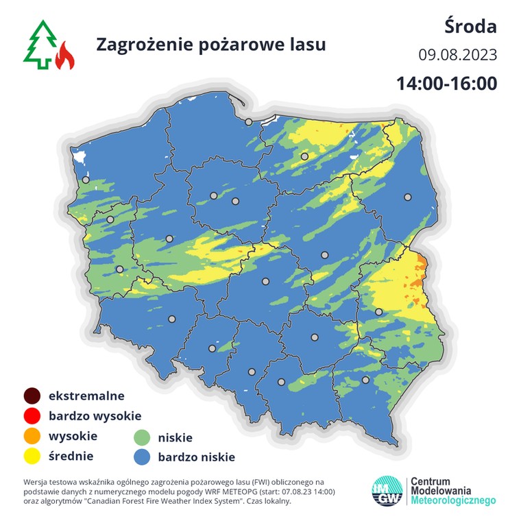 Prognoza zagrożenia pożarowego w lasach na środę