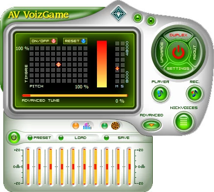 Główne okno programu do zmiany głosu w czasie rzeczywistym - AV Voizgame