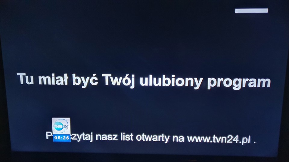 Komunikat po włączeniu TVN24