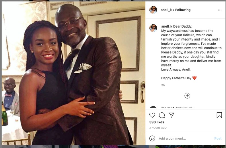 Kennedy Agyapong’s ‘wayward’ daughter apologizes in a touching Father’s Day message