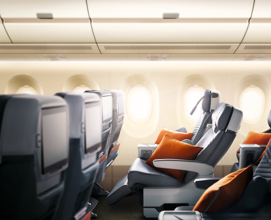 Klasa premium economy w samolocie obsługującym trasę Singapur-Newark