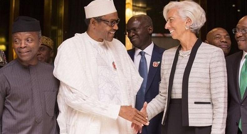 L-R Osinbajo, Buhari, Fashola, Christine Lagarde