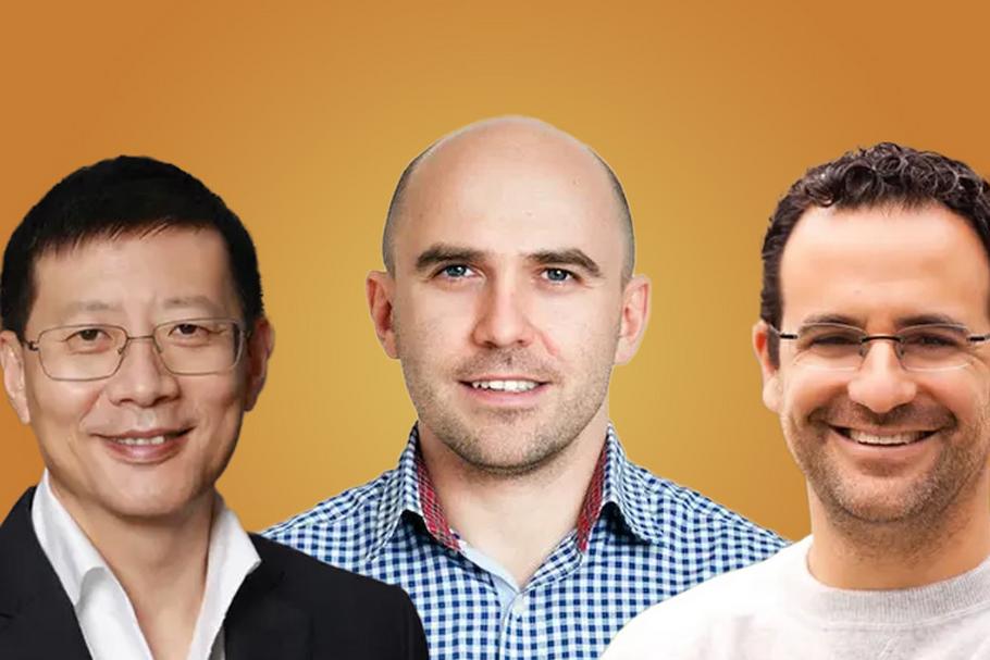 Wybrani laureaci „Listy Midasa” 2023 (od lewej): Neil Shen (Sequoia China), Paweł Chudziński (Point Nine) oraz Lee Fixel (Addition)