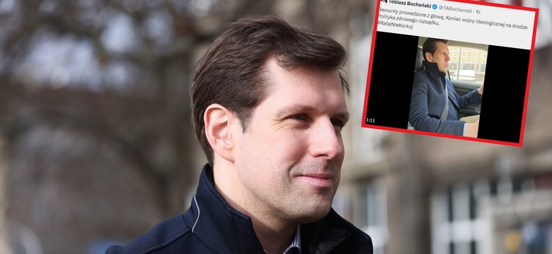 Bocheński prowadził auto i nagrywał film. W sieci zawrzało