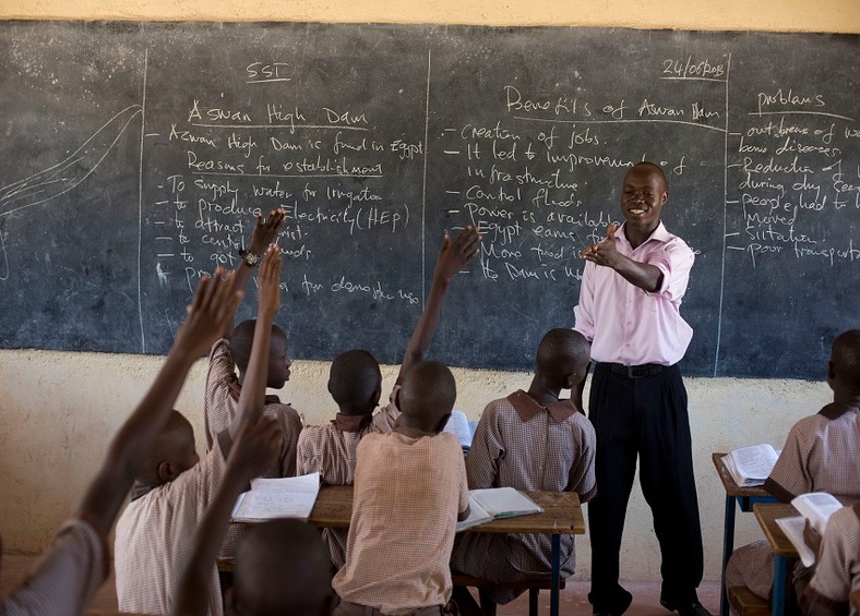 A teacher during a class session in Kenya 
