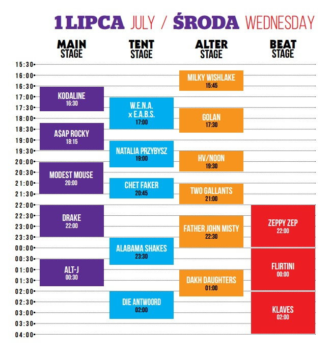 Open'er 2015: środa, 1 lipca