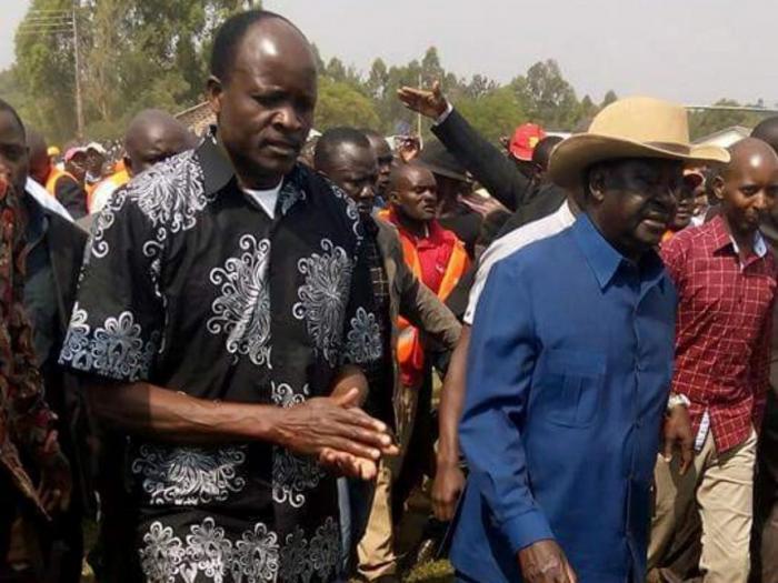 Migori Governor Okoth Obado and ODM leader Raila Odinga during a past function 