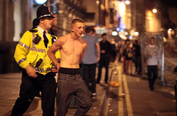 Saturday Night Revellers Enjoy Themselves In Cardiif City Centre