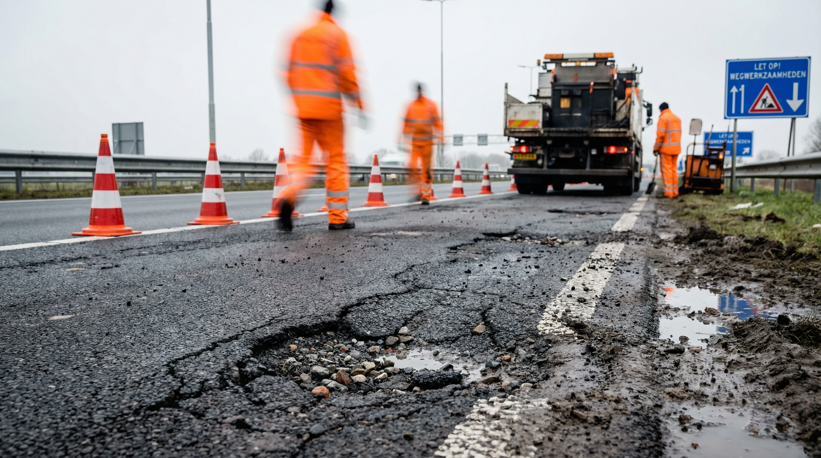 Rijkswaterstaat sluit rijstroken in Brabant: Files tot 11 km door vorstschade
