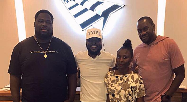 (R-L) - Bryan Biggs, Co-Founder Roc Nation, Idris Olorunnimbe, CEO, Temple management Company, Ayana Wilks, Director of Communication, Roc Nation, Jareel Carter and A&R Coordinator for Roc Nation.