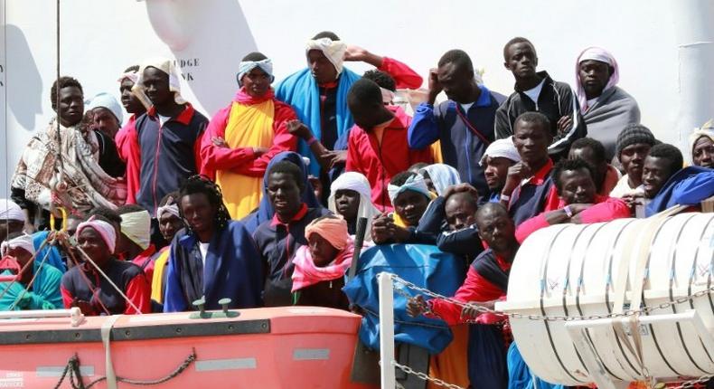 The Aquarius rescue ship, run by NGOs SOS Mediterranee and Doctors Without Borders, arrives in the port of Salerno with more than 1,000 migrants onboard