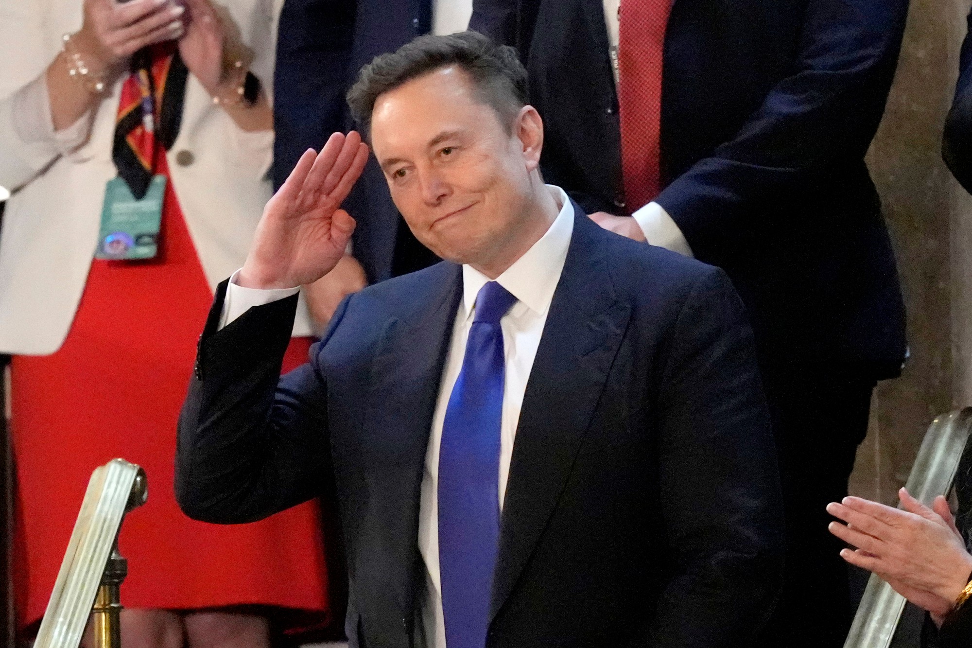 Elon Musk počas príhovoru prezidenta Donalda Trumpa na spoločnom zasadnutí Kongresu v Kapitole vo Washingtone.