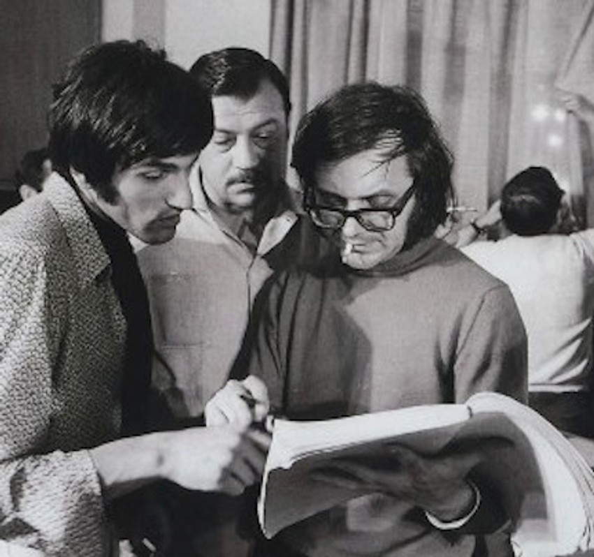 Dragan Nikolić, Aleksabndar Gavrić i Jovan Jovanović na snimanju filma "Mlad i zdrav kao ruža"