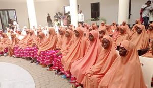 Kaduna Governor Uba Sani with rescued Kuriga schoolchildren