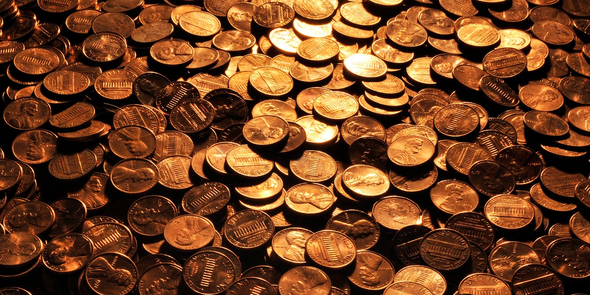 A penny weighs 2.5 grams.