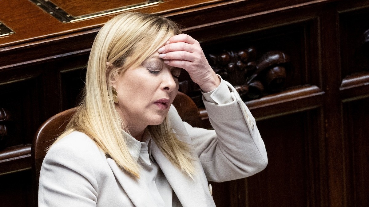 Talianska premiérka Giorgia Meloni v dolnej komore parlamentu pred summitom lídrov Európskej únie v Ríme v Taliansku 17. decembra 2025.