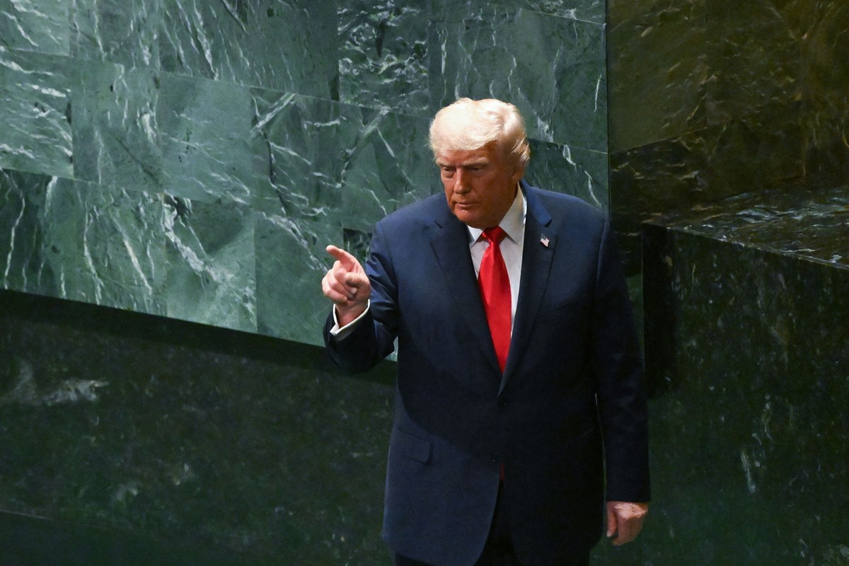 Donald Trump przemawiający na Zgromadzeniu Ogólnym ONZ.