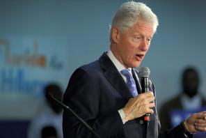 President Bill Clinton speeches during a campaign stop in South Florida on behalf of Hillary Clinton