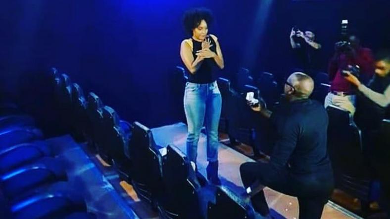 Sauti Sol's Bien Aime Baraza with fiancee Chiki Kuruka. Bien proposes to Chiki Kuruka