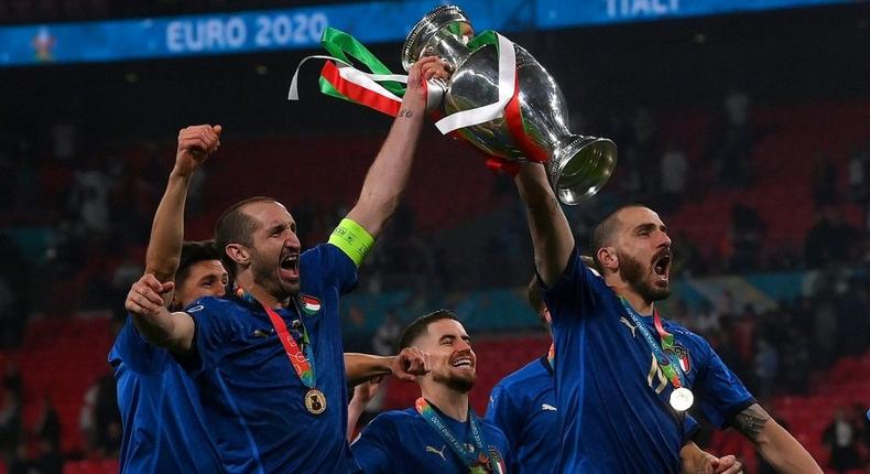 Giorgio Chiellini (L) was key ot Italy's Euro 2020 triumph this summer Creator: Laurence Griffiths