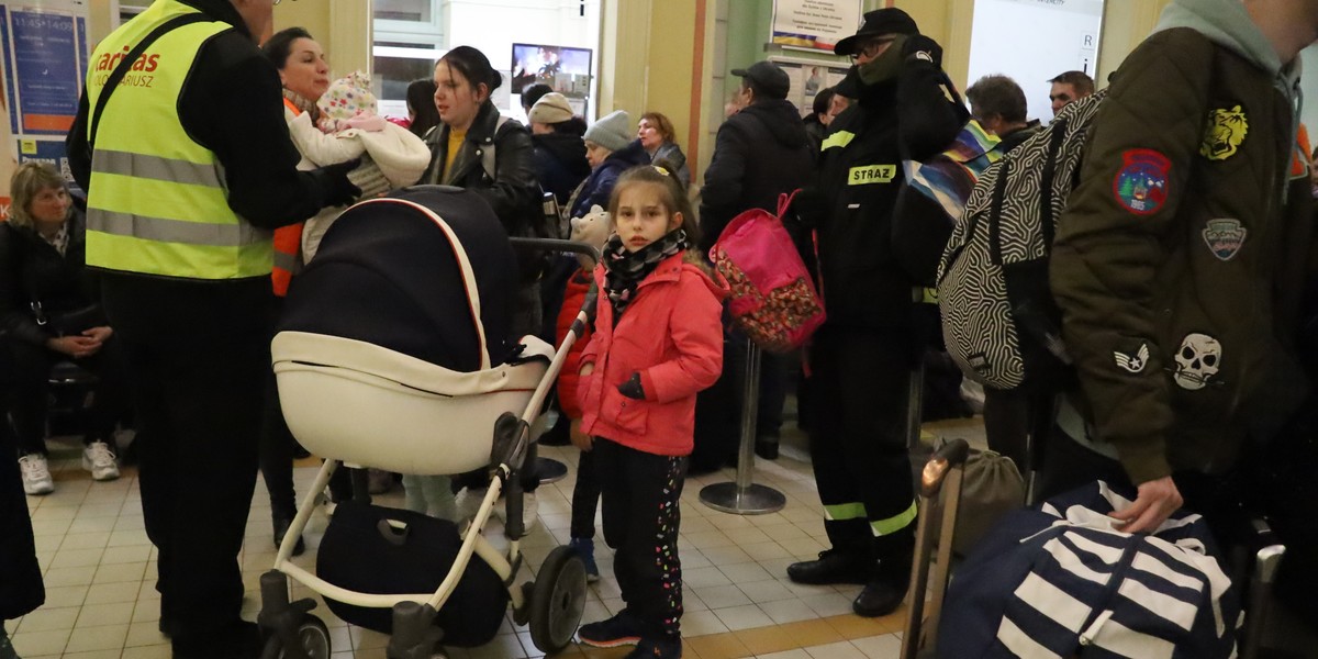 Przemyśl, punkt recepcyjny dla uchodźców z Ukrainy.