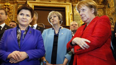 Leaders visit Saint John's Co-Cathedral during a break in the European Union leaders summit in Malta