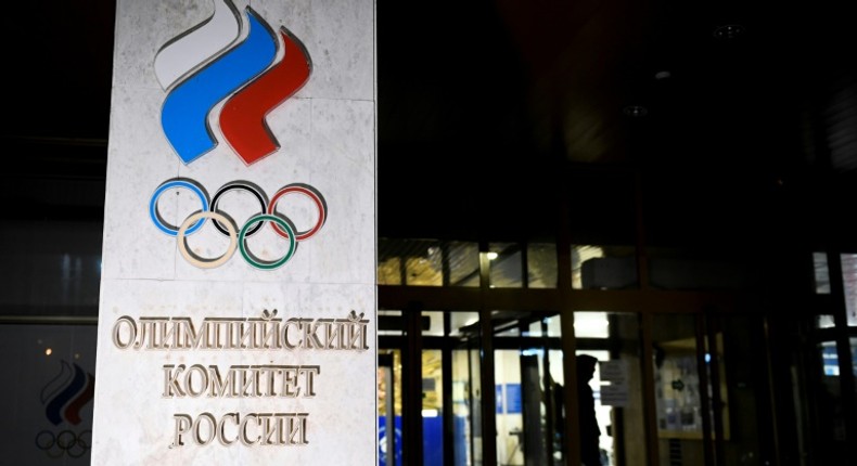 The Russian Olympic Committee (ROC) headquarters in Moscow on December 9, 2019, as the World Anti-Doping Agency bans Russia from major global sports events for four years