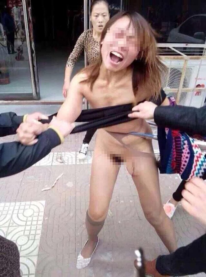 Woman strips in public