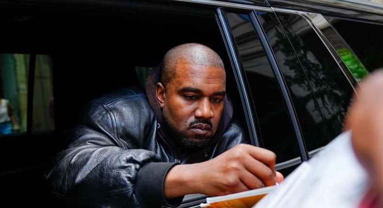 Kanye West arrives at the Balenciaga show on May 22, 2022 in New York City.Gotham/GC Images