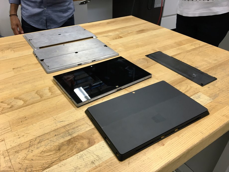 Prototype parts for the original Microsoft Surface tablet, created just to give a sense for the aesthetics before it was packed full of electronics.