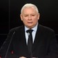 Prezes PiS Jaroslaw kaczynski podczas konfrencji prasowej