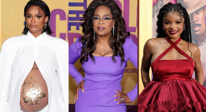 Ciara, Oprah Winfrey, and Halle Bailey walked the purple carpet at the premiere of The Color Purple on Wednesday.Leon Bennett/Getty Images, Eric Charbonneau/Getty Images